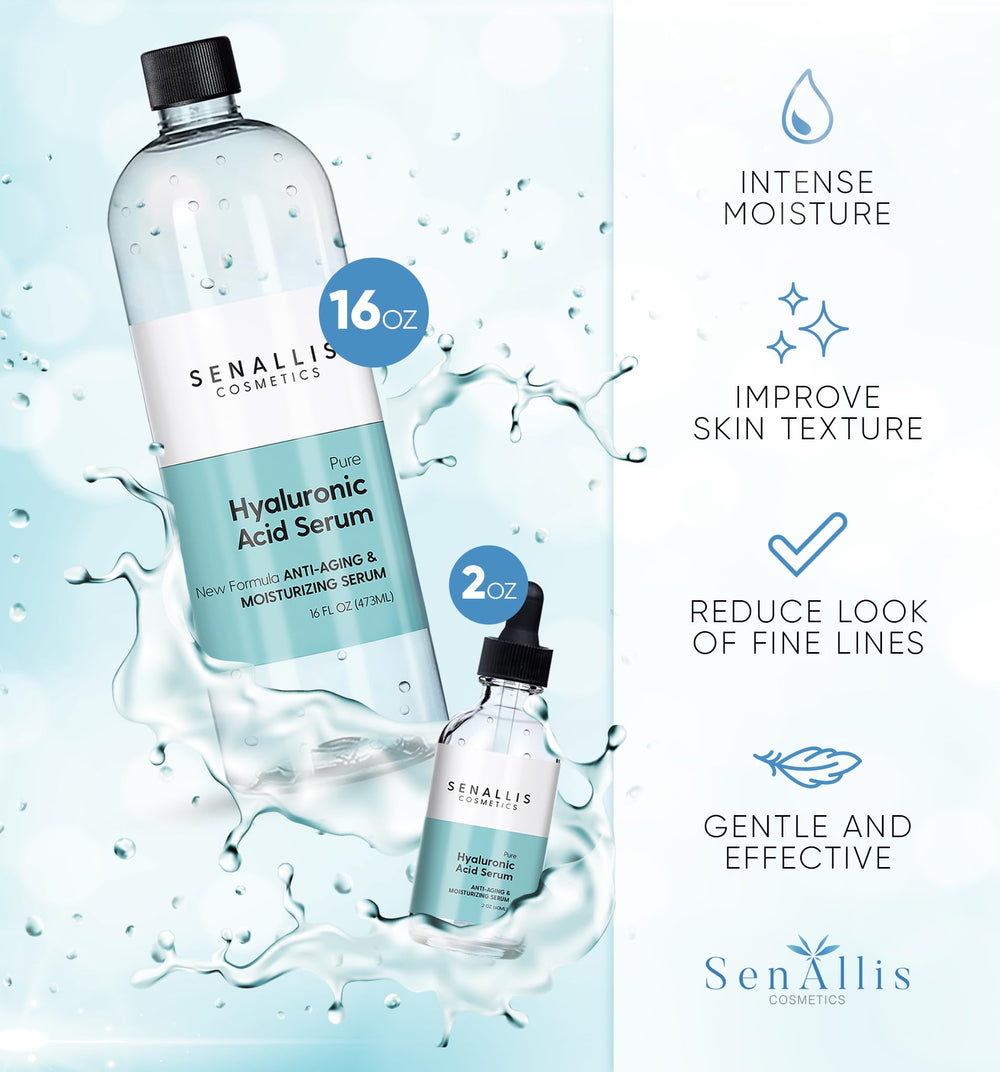 SenAllis Cosmetics serum ácido hialurónico botella 2 oz para uso portátil