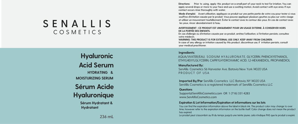 SenAllis Suero Hialurónico, fabricación en Estados Unidos, calidad confiable