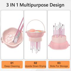 Senbowe tazón limpiapinceles 3 en 1, diseño flor y almacenamiento