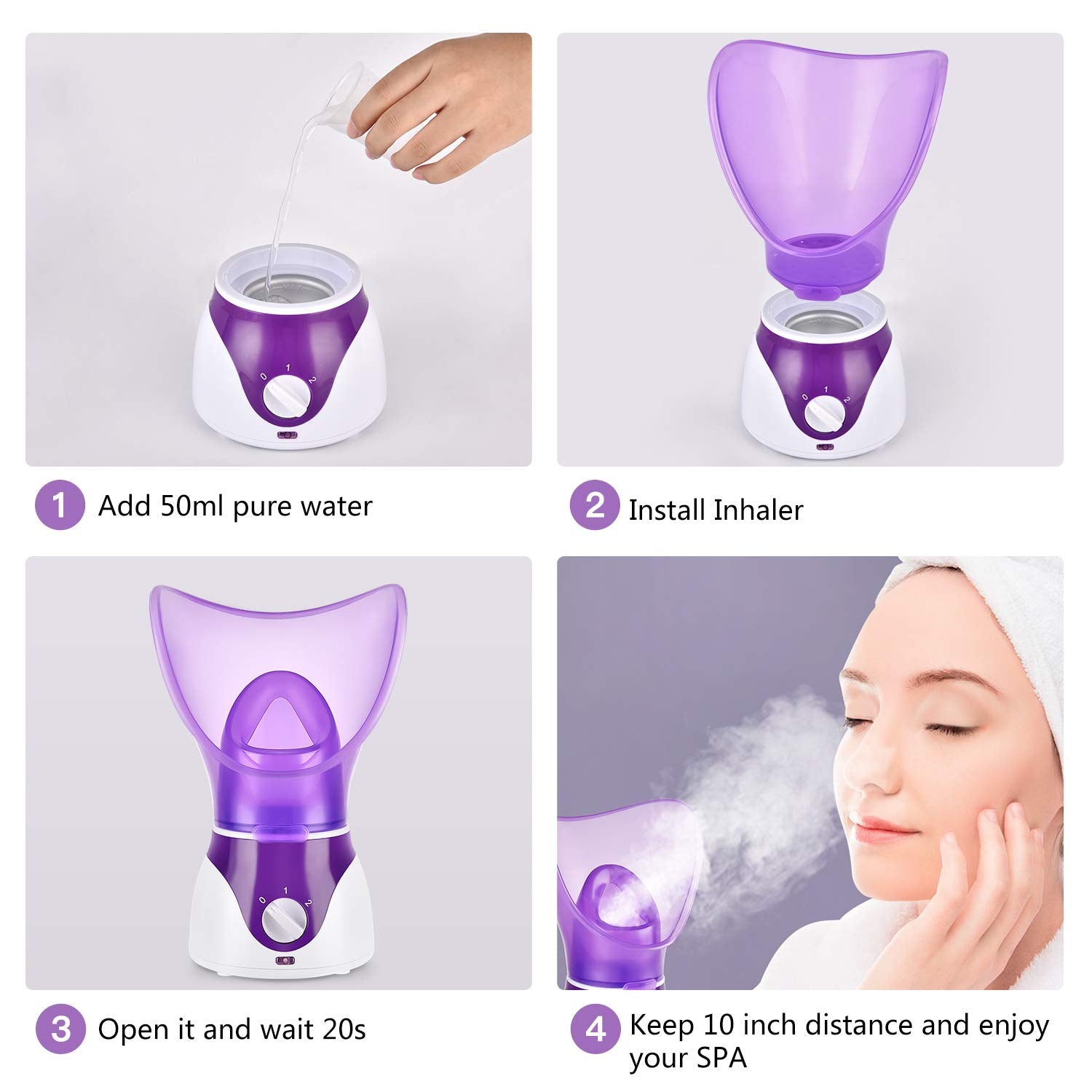 Seneryla vaporizador facial con banda para la cabeza, conjunto cómodo para sesiones.