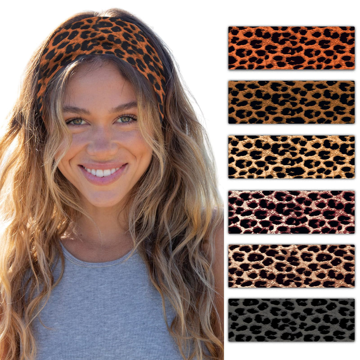 SENMAY diadema para mujer con diseño leopard, ideal para entrenamientos y uso diario.