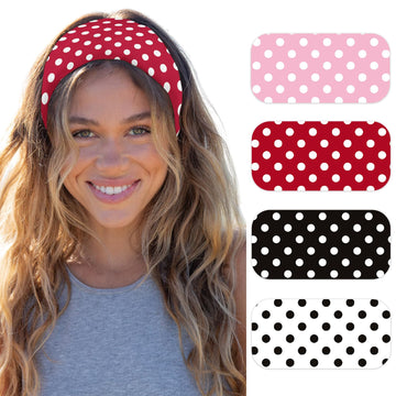 SENMAY diadema mujer lunares rojos suave y ajustable para peinados diarios