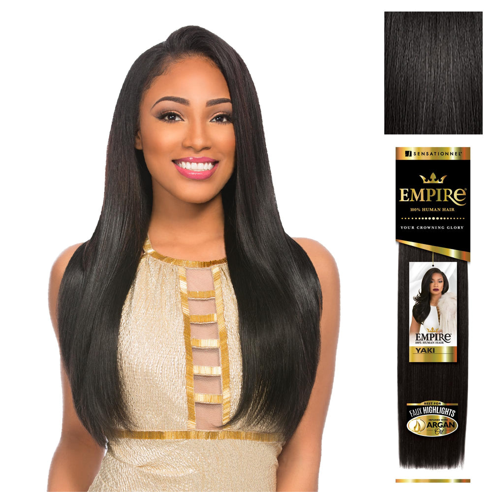 Sensationnel Empire Yaki pelo sin enredos, ideal para tejido suave.