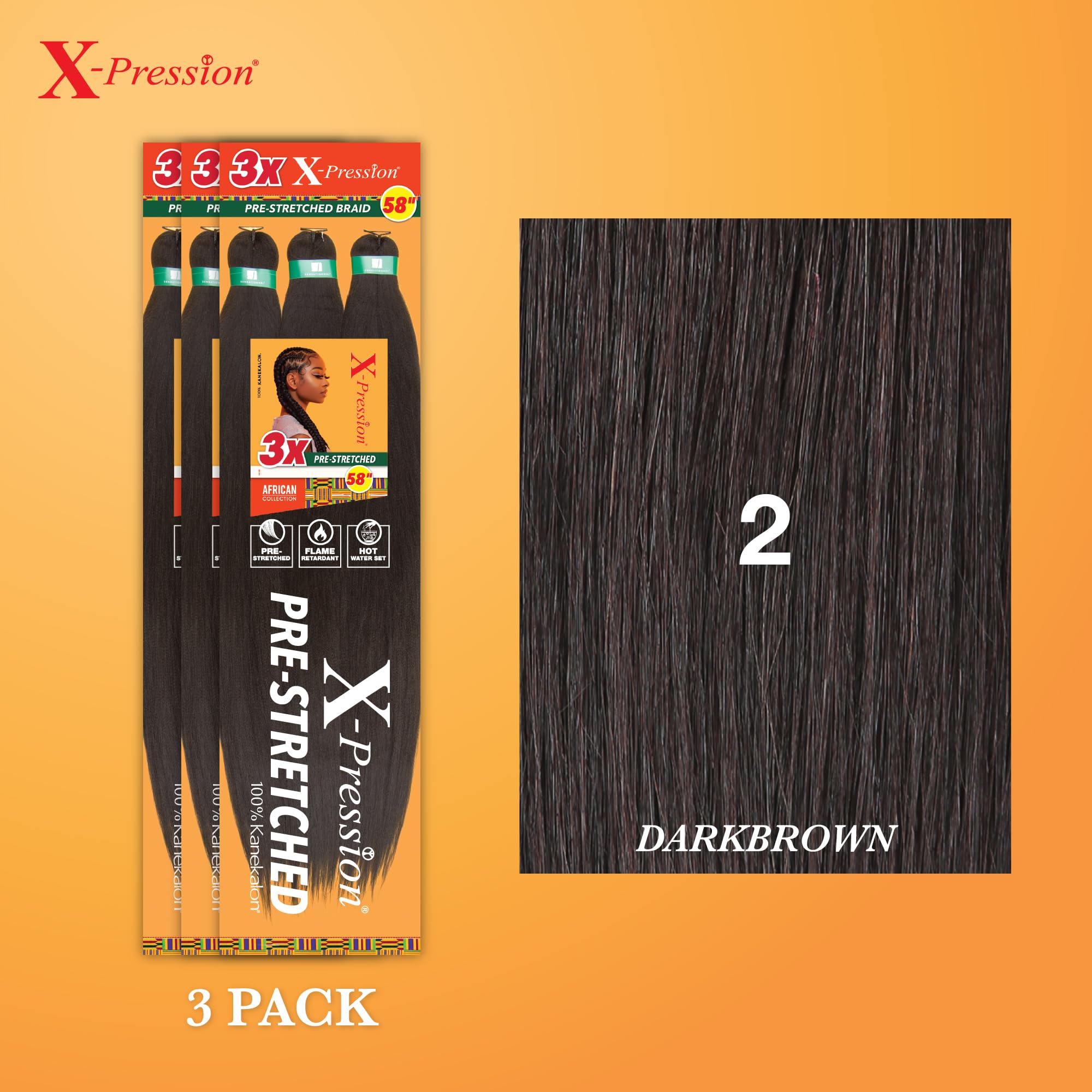 Sensationnel X-pression cabello preestirado, facilita trenzas uniformes y rápidas.
