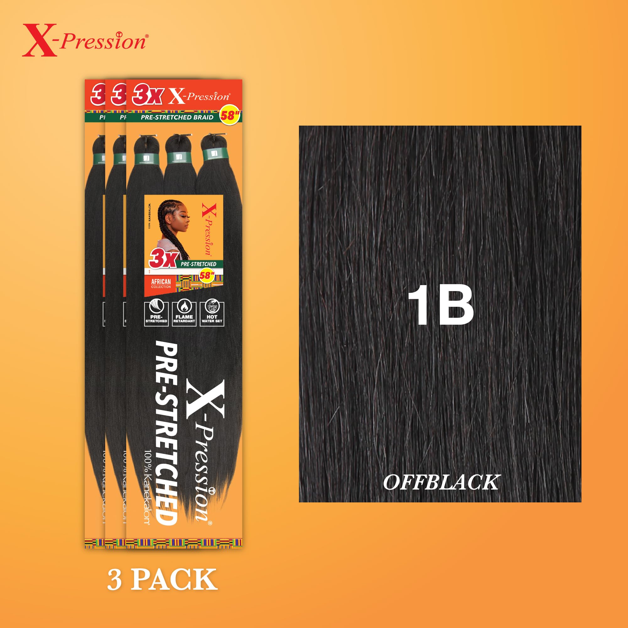 Sensationnel X-PRESSION trenzas tipo caja de 58 pulgadas para looks duraderos