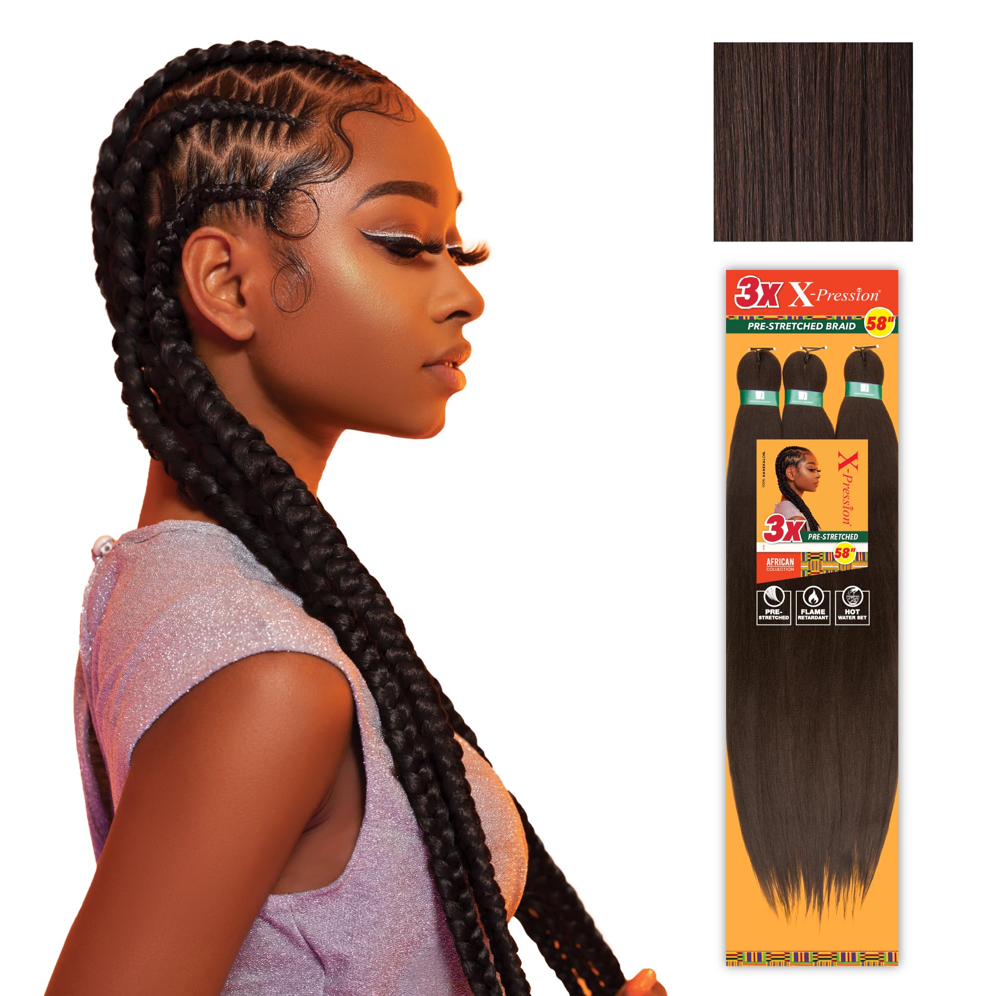 Sensationnel X-PRESSION paquete de 58 pulgadas para trenzas duraderas