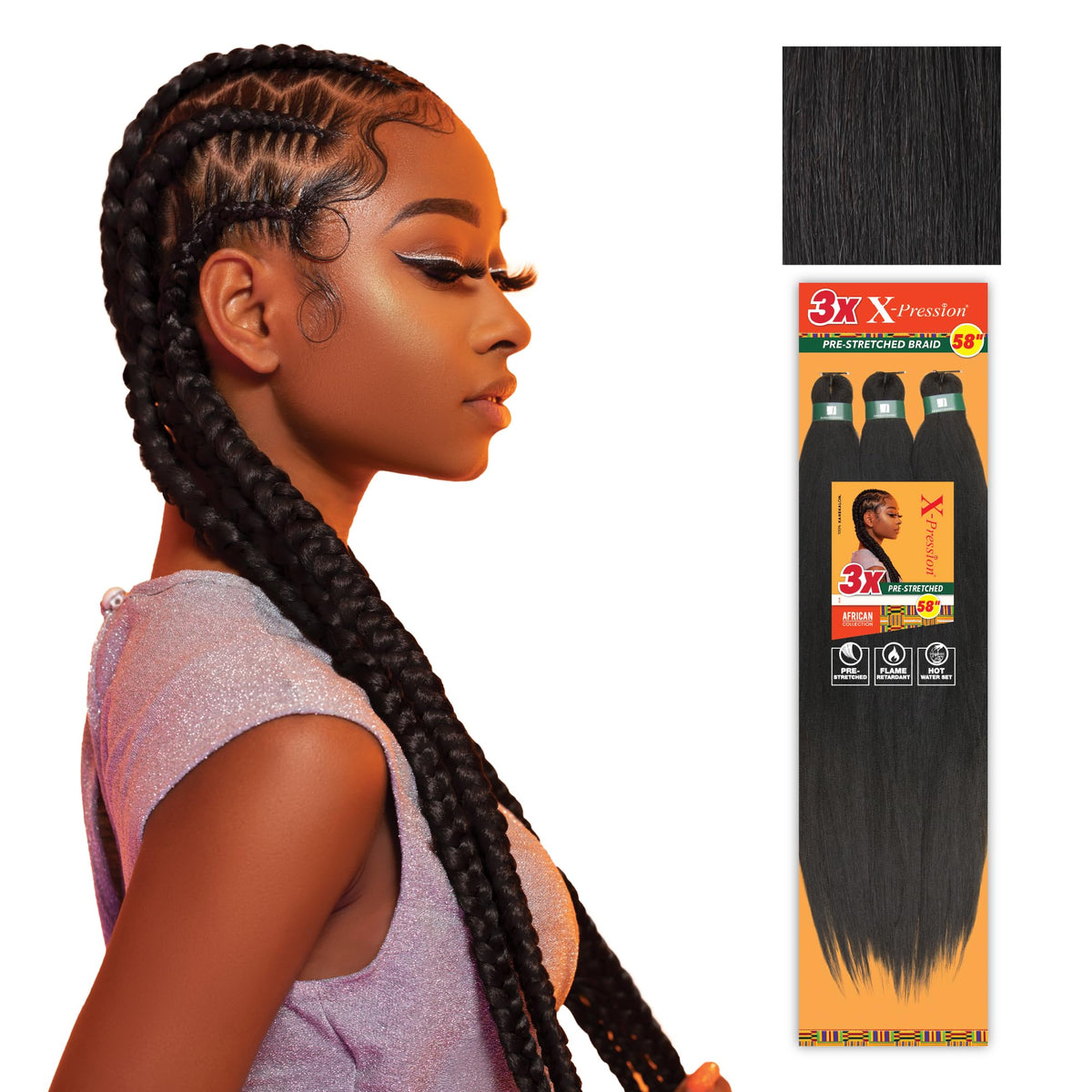 Sensationnel X-PRESSION cabello trenzado de 58 pulgadas para trenzas de caja duraderas