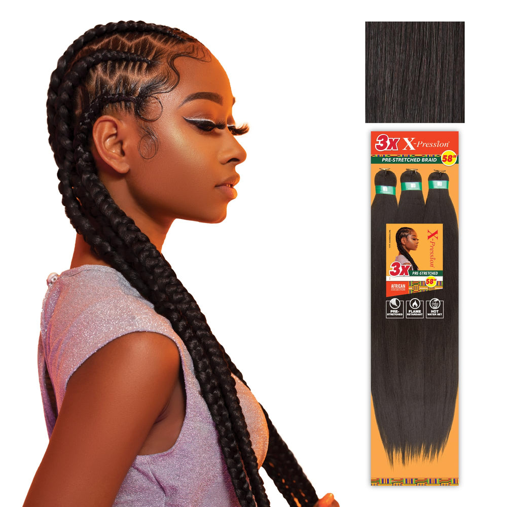 Sensationnel X-pression trenza preestirada de 58 pulgadas, paquete 2 marrón oscuro para trenzas duraderas