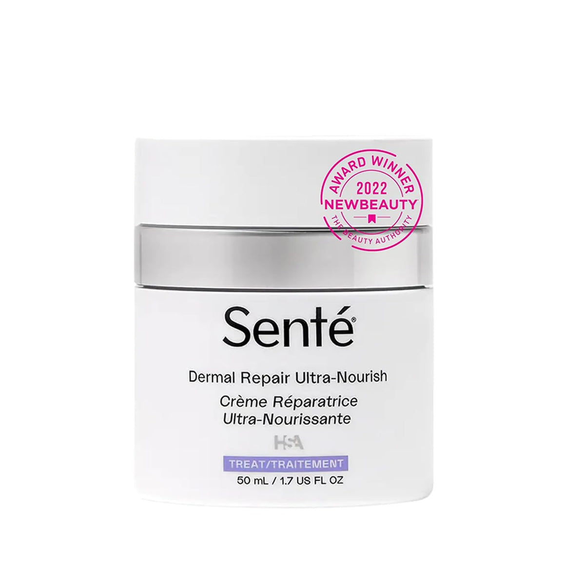 Senté Dermal Repair Ultra-Nourish en frasco: crema para hidratación profunda de piel seca.
