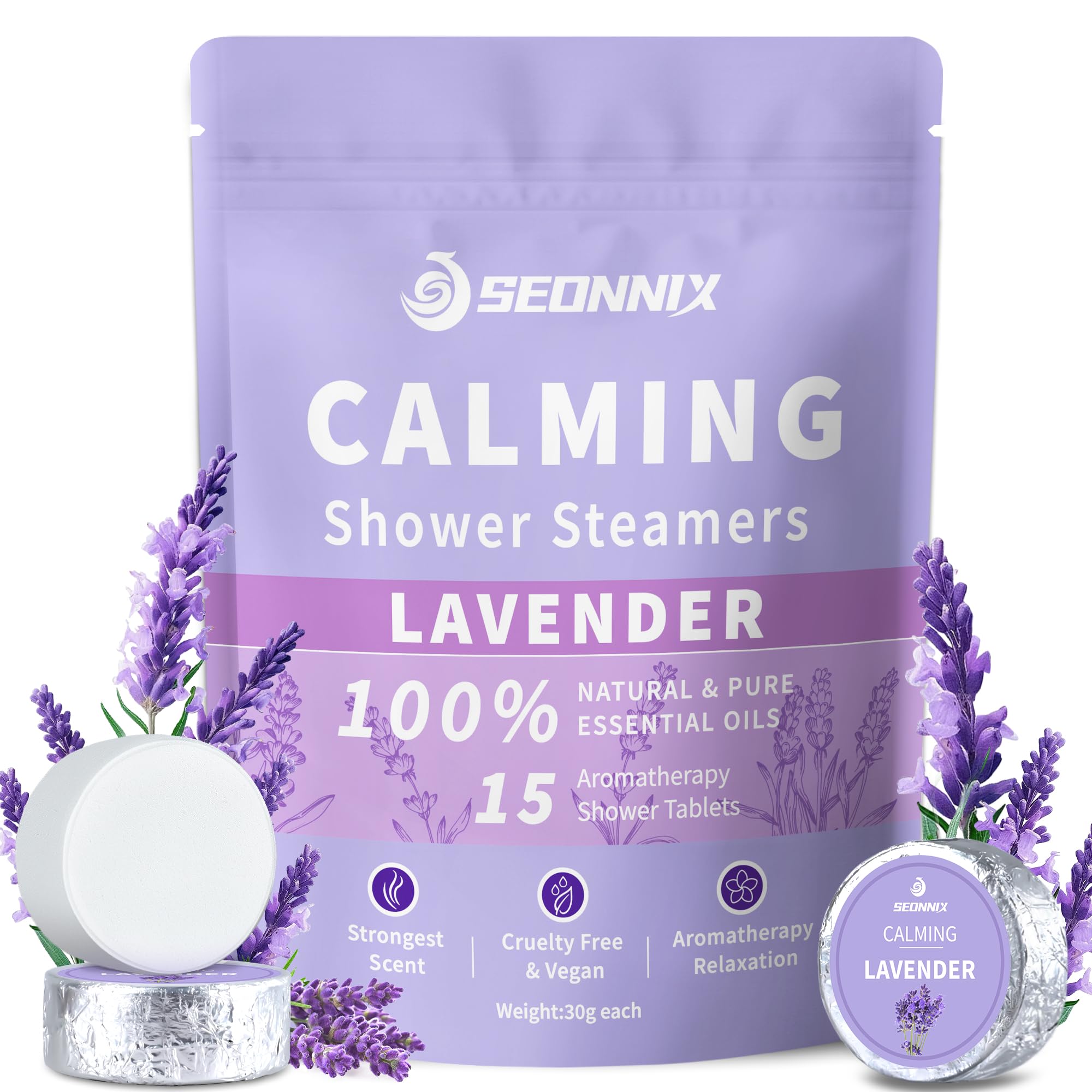 SEONNIX Bombas de ducha lavanda para aromaterapia y relajación