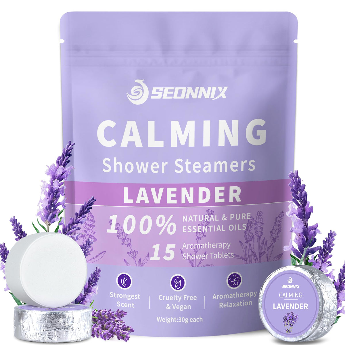 SEONNIX Bombas de ducha lavanda para aromaterapia y relajación