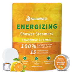 SEONNIX Bombas de ducha con mandarina y limón para aromaterapia.