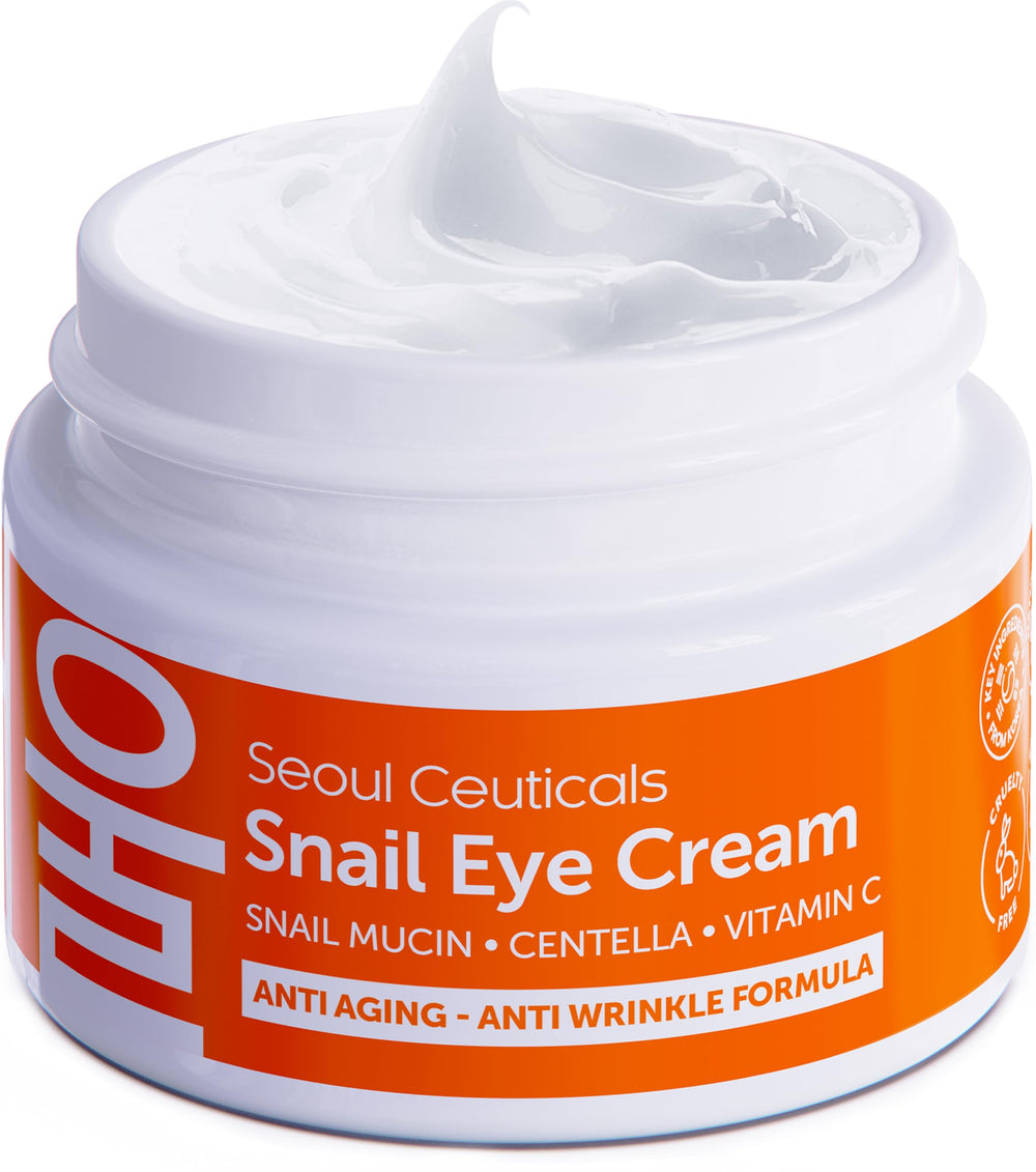 SeoulCeuticals crema ojos mucín caracol 97,5% en envase compacto para uso diario.