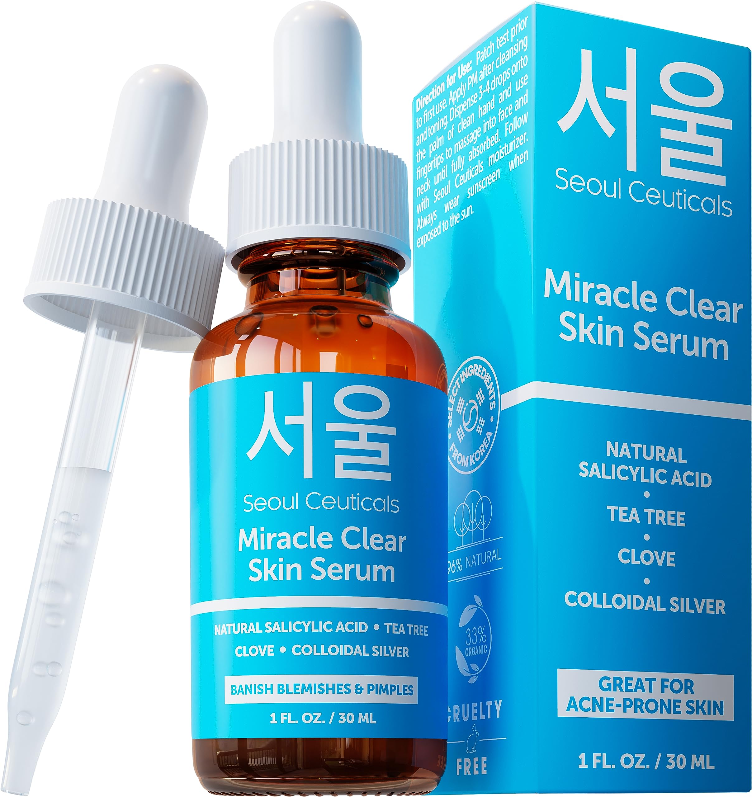 Serum SeoulCeuticals en frasco, apoyo para piel más clara.