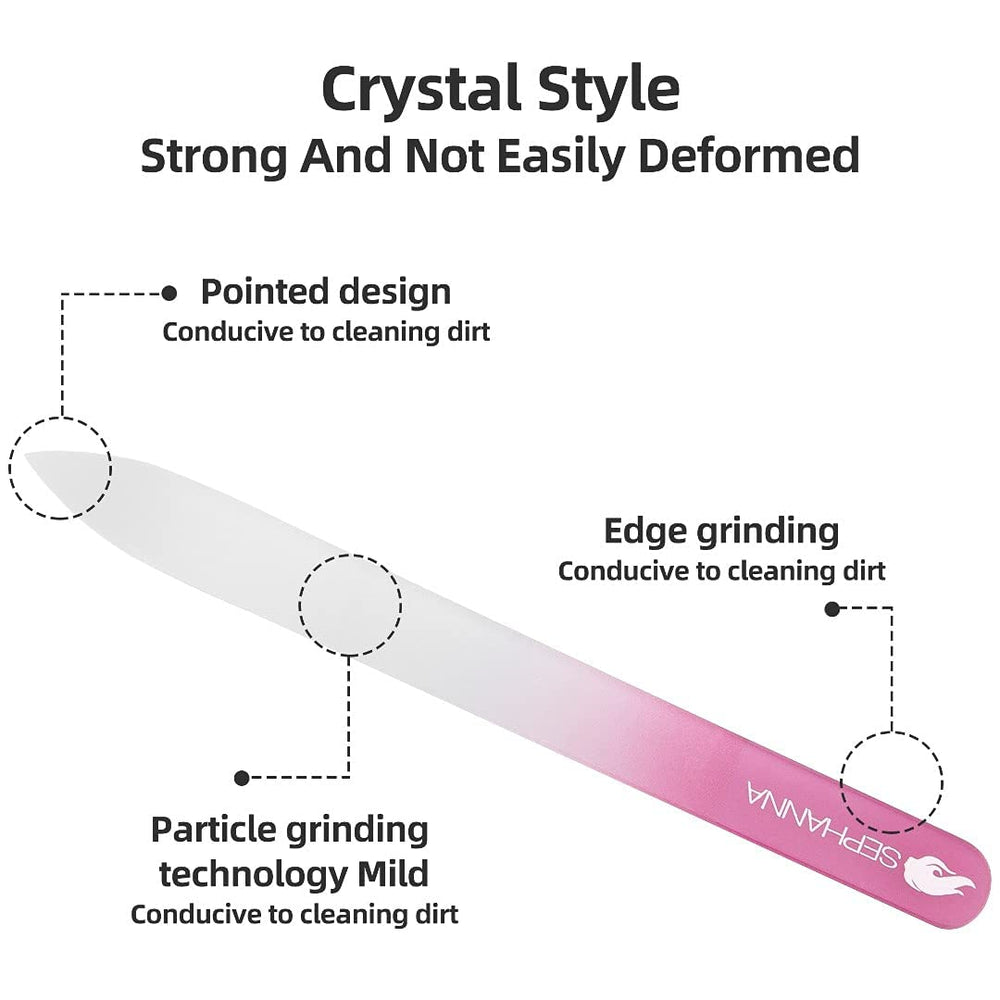 SEPHANNA lima cristal doble cara rosa: pulido preciso de uñas.