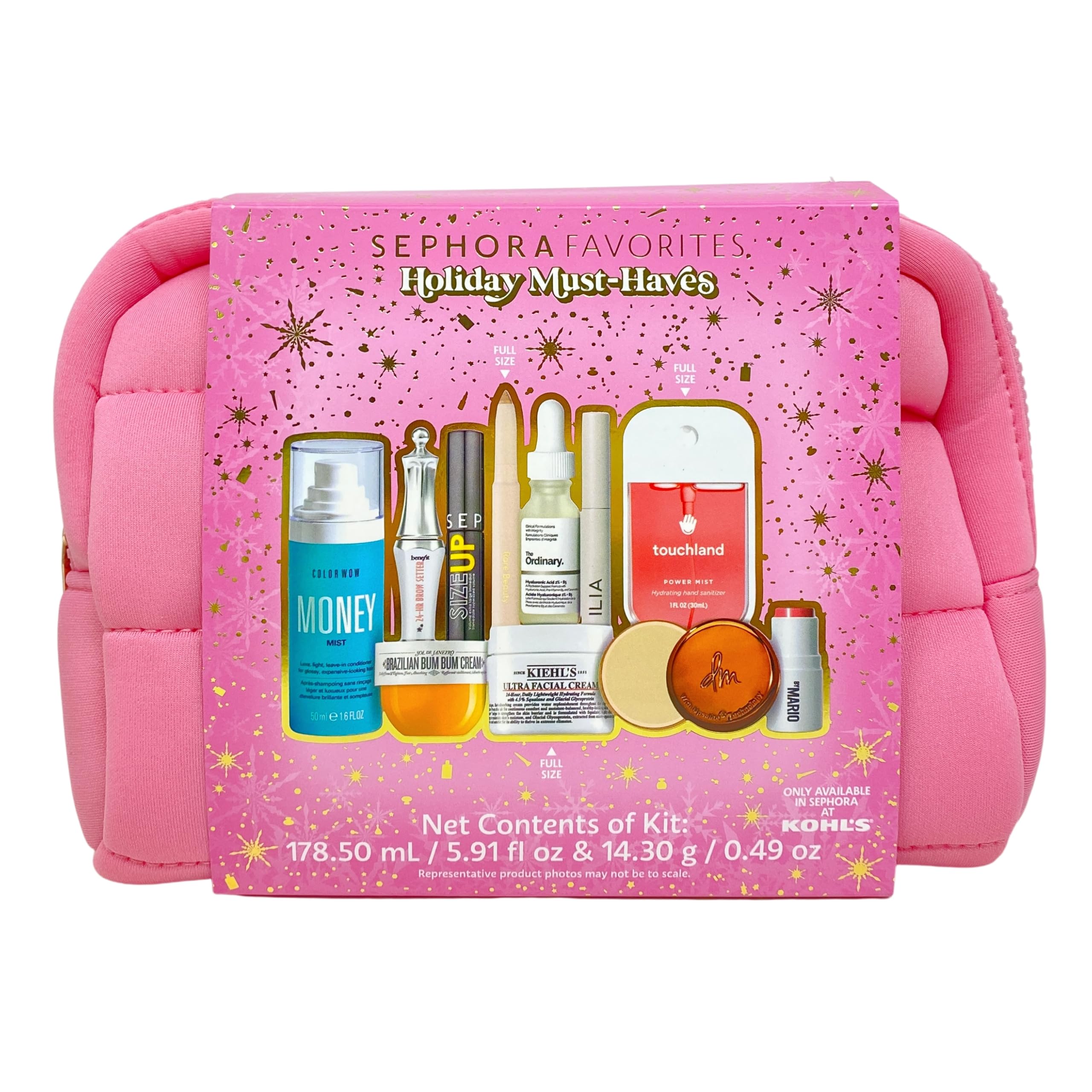 SEPHORA Favorites Holiday Must-Haves frente a bolsa rosa, ideal para regalo