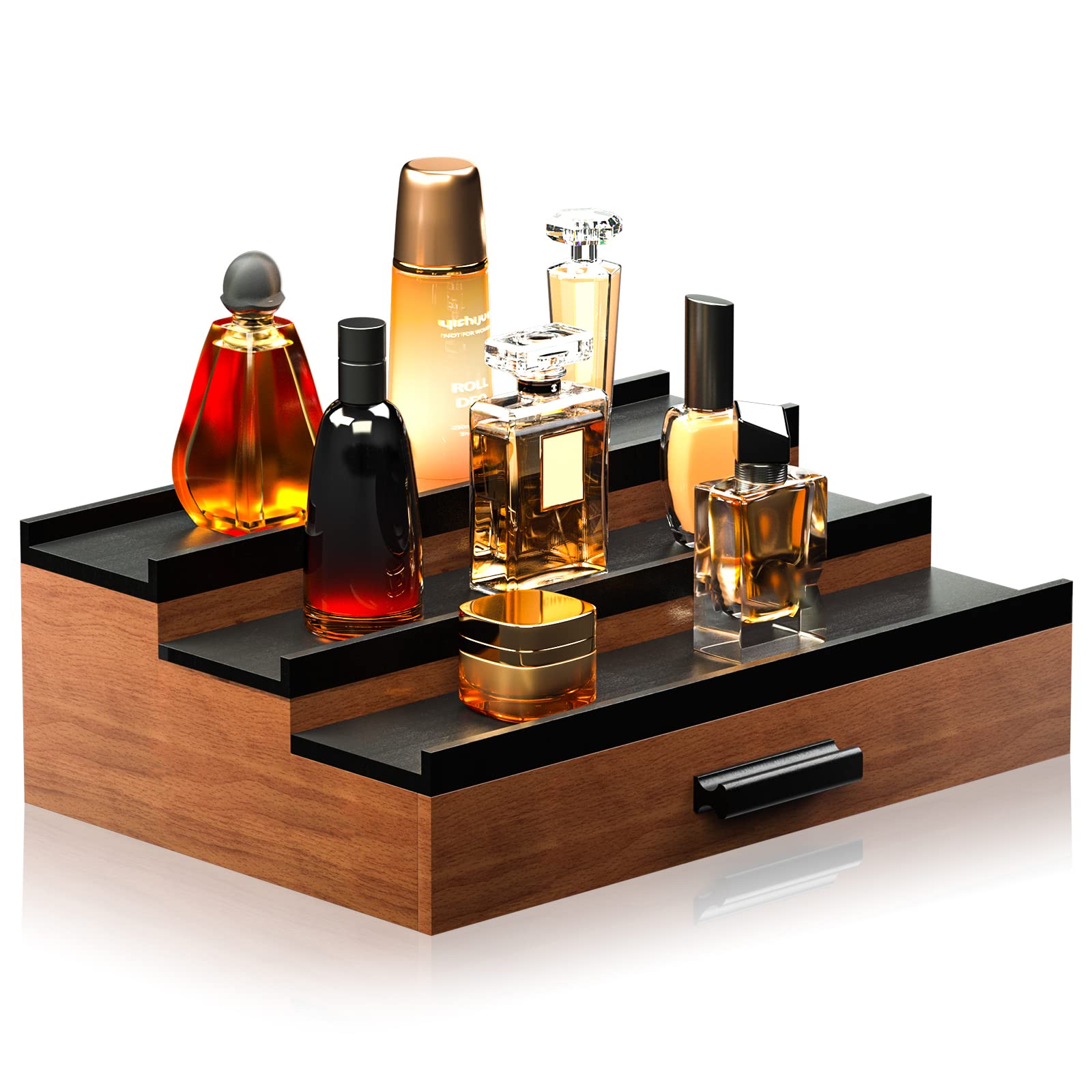 Sephyroth Organiseur Cologne : vue générale des trois niveaux facilitant le rangement des flacons.