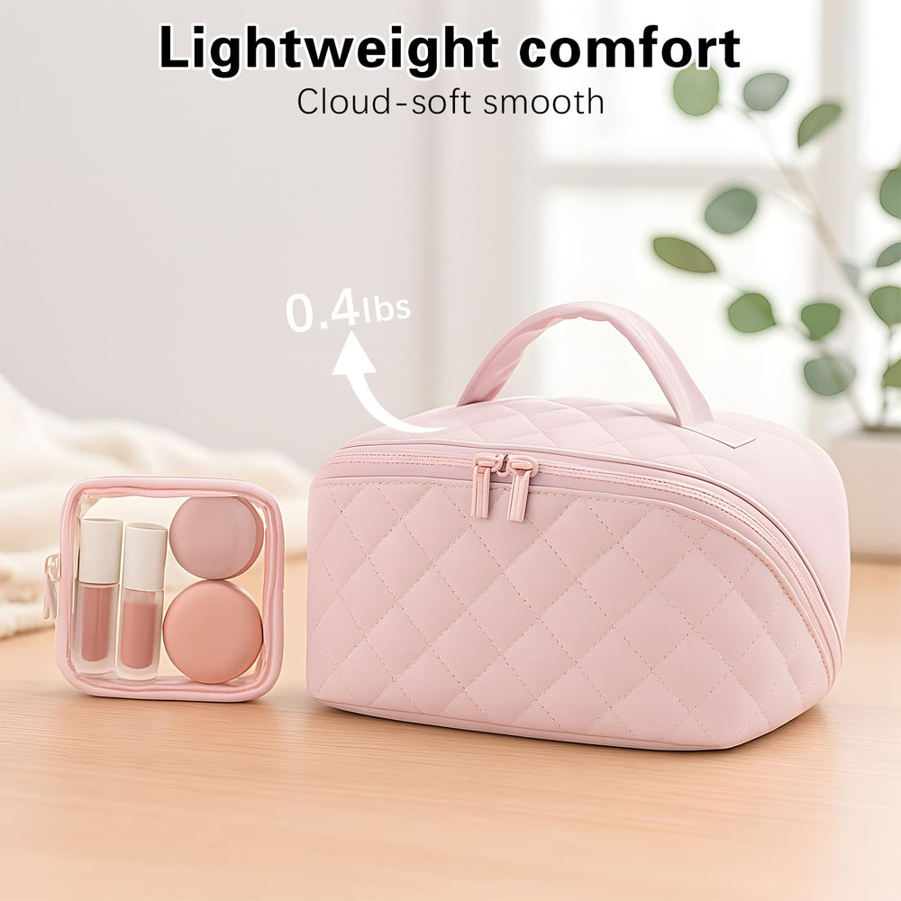 SEPSUMMER bolsa maquillaje viaje correa de cuero fácil transporte