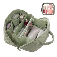 SEPSUMMER bolsa de maquillaje para viaje con apertura amplia y acolchado para mayor comodidad.