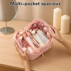 SEPSUMMER pink bag with leather top handle for easy travel carrying.