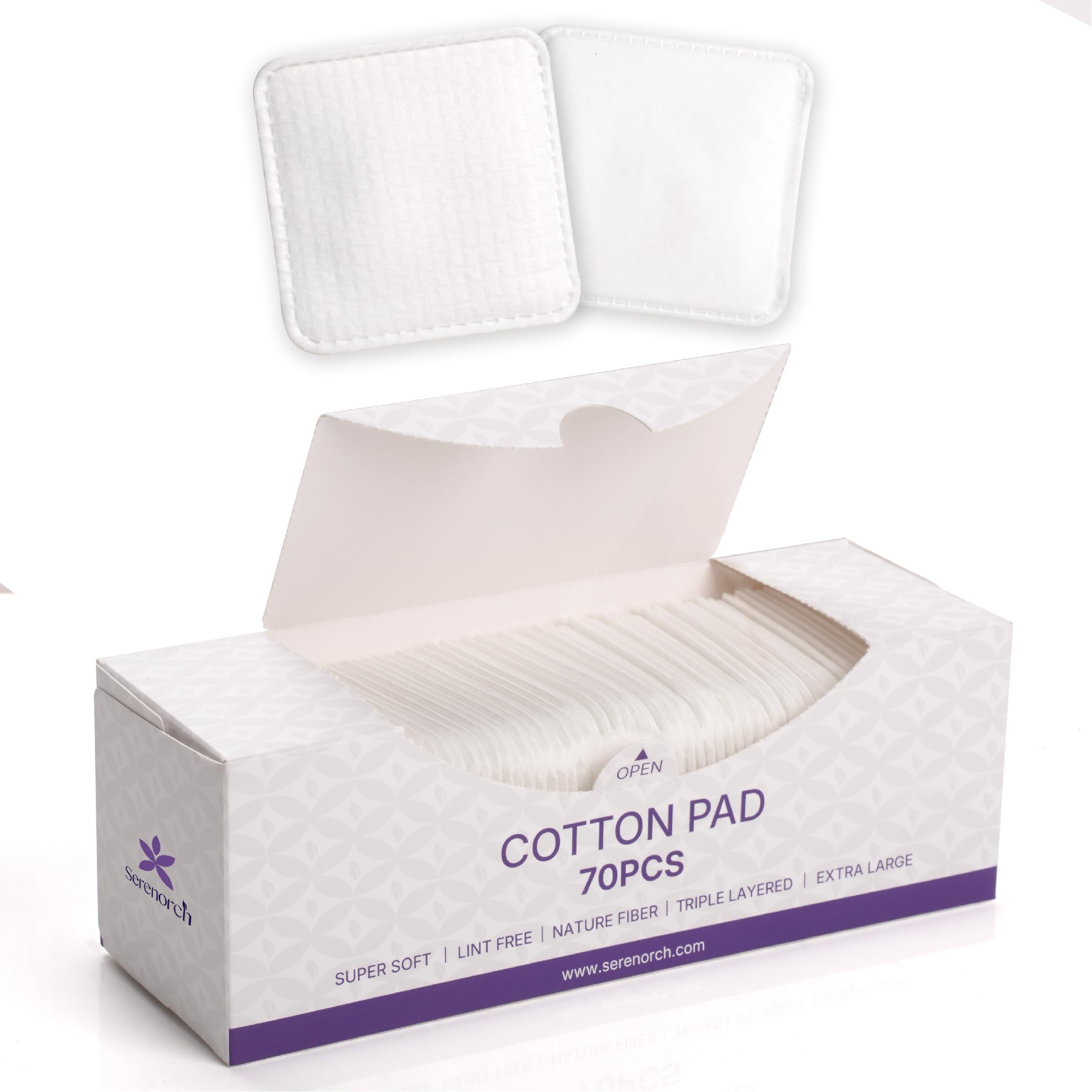 Serenorch Almohadillas de algodón grandes 3x3, suaves y absorbentes para desmaquillar
