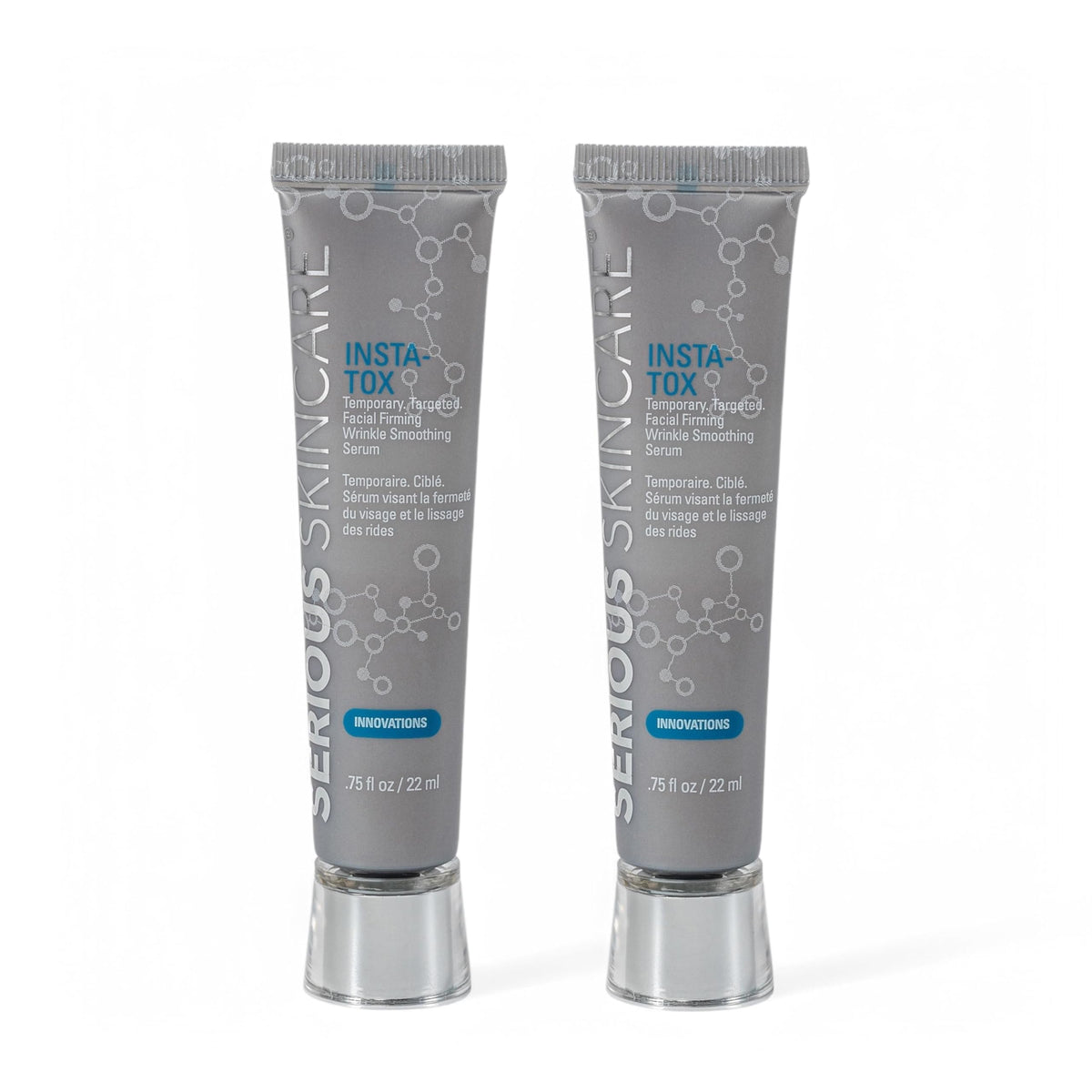 Serious Skincare Insta-Tox bote con tapa; apertura fácil para uso rápido.