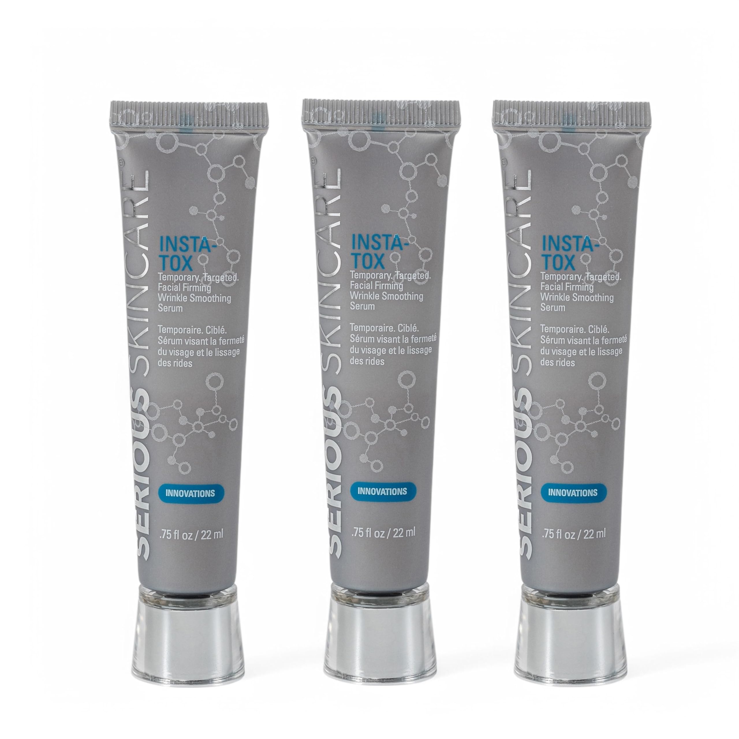 Serious Skincare INSTA-TOX, botella del suero, firmeza temporal en la piel.