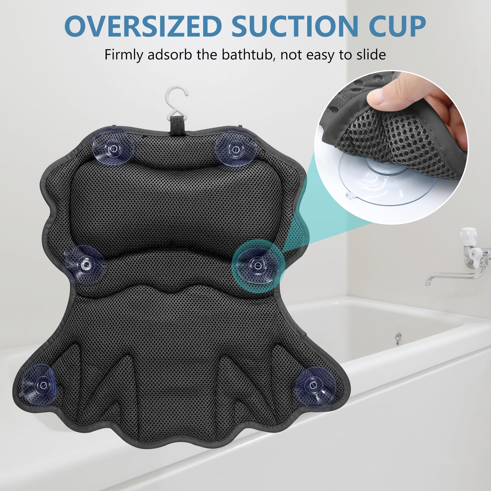 SetSail Almohada con ventosas fuertes, fijación estable en bañera.