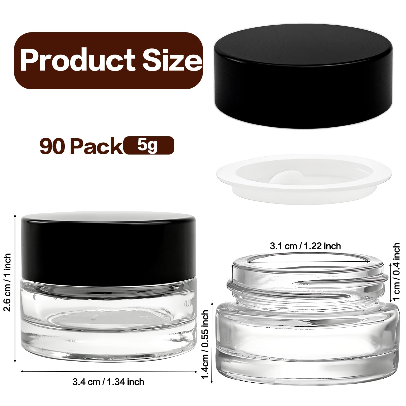 Seuqhck botes 5ml con cierre rosca, seguro para cremas pequeñas