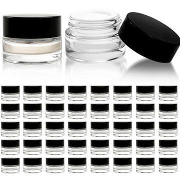 Seuqhck botes 5ml con tapa negra, claros y prácticos para muestras cosméticas
