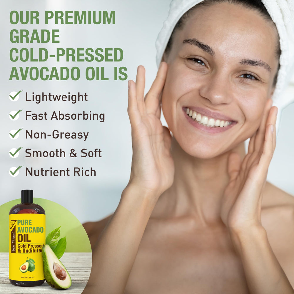 Seven Minerals Aceite de Aguacate, aplicación en cabello, aporta brillo y suavidad sin grasa