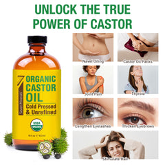 Seven Minerals aceite de ricino orgánico USDA, certificado para uso diario