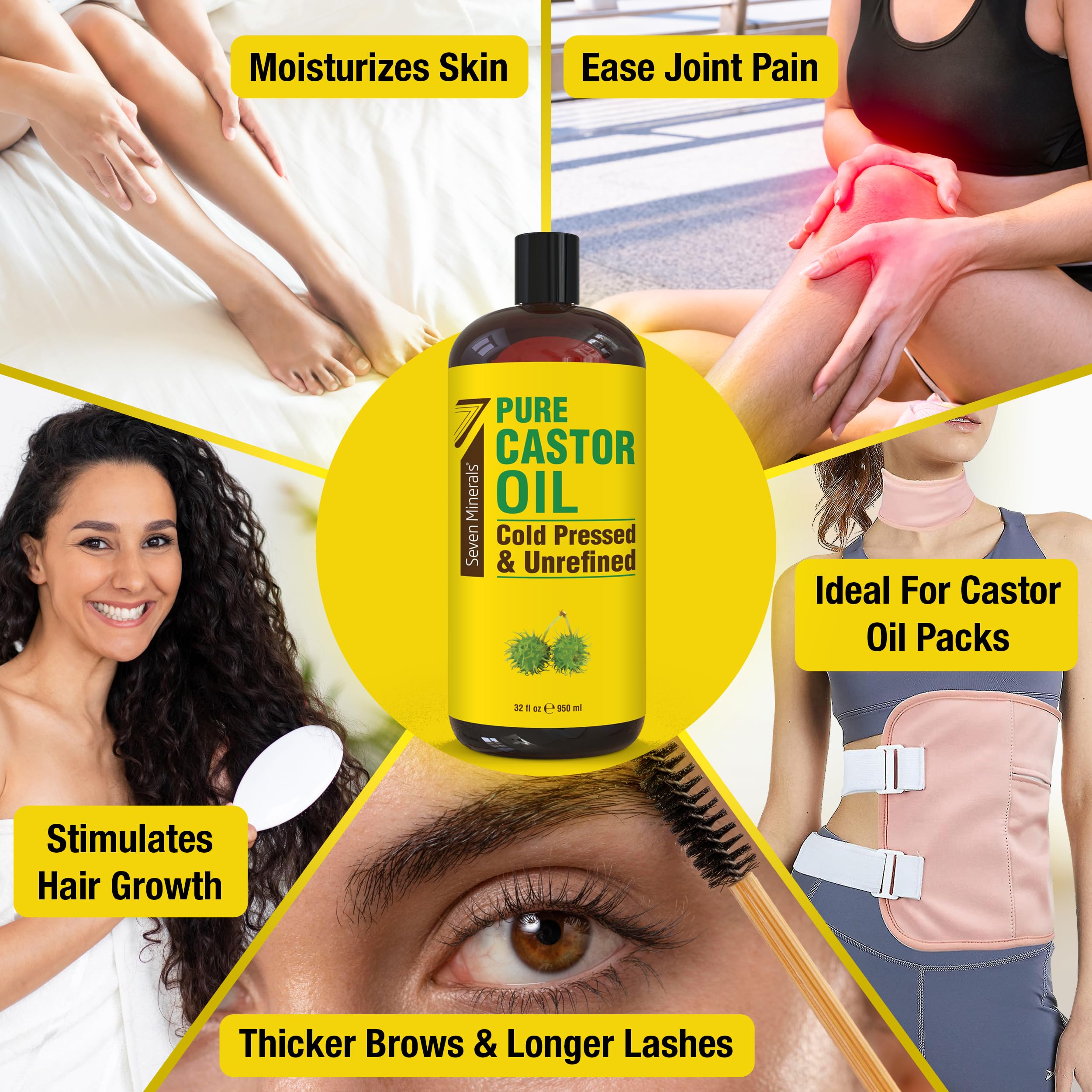 Seven Minerals Aceite de Ricino Prensado en Frío para pestañas más densas y definidas.