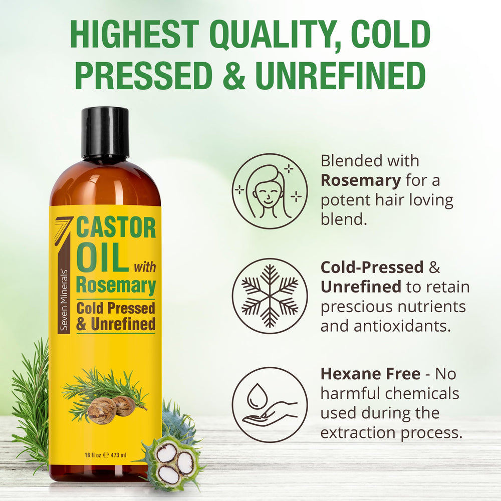 Seven Minerals Aceite ricino prensado en frío con romero para piel seca nutrida