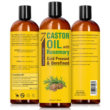 Seven Minerals Aceite ricino prensado en frío con romero, textura rica para uso diario