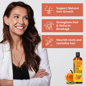 Seven Minerals Aceite de Semilla de Calabaza, aplicación diaria en cabello para hidratación.