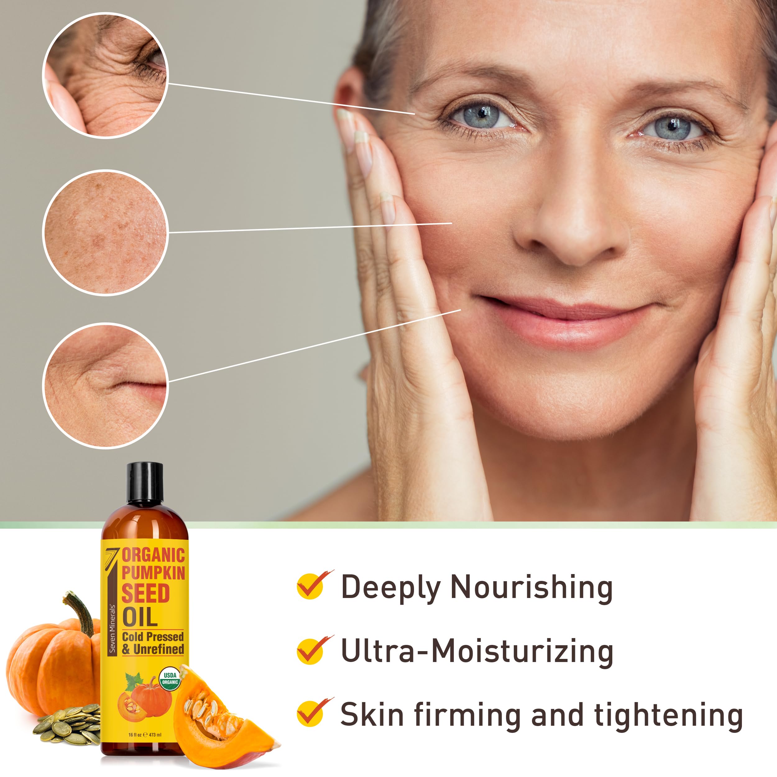 Seven Minerals Aceite de Semilla de Calabaza para piel suave y radiante.