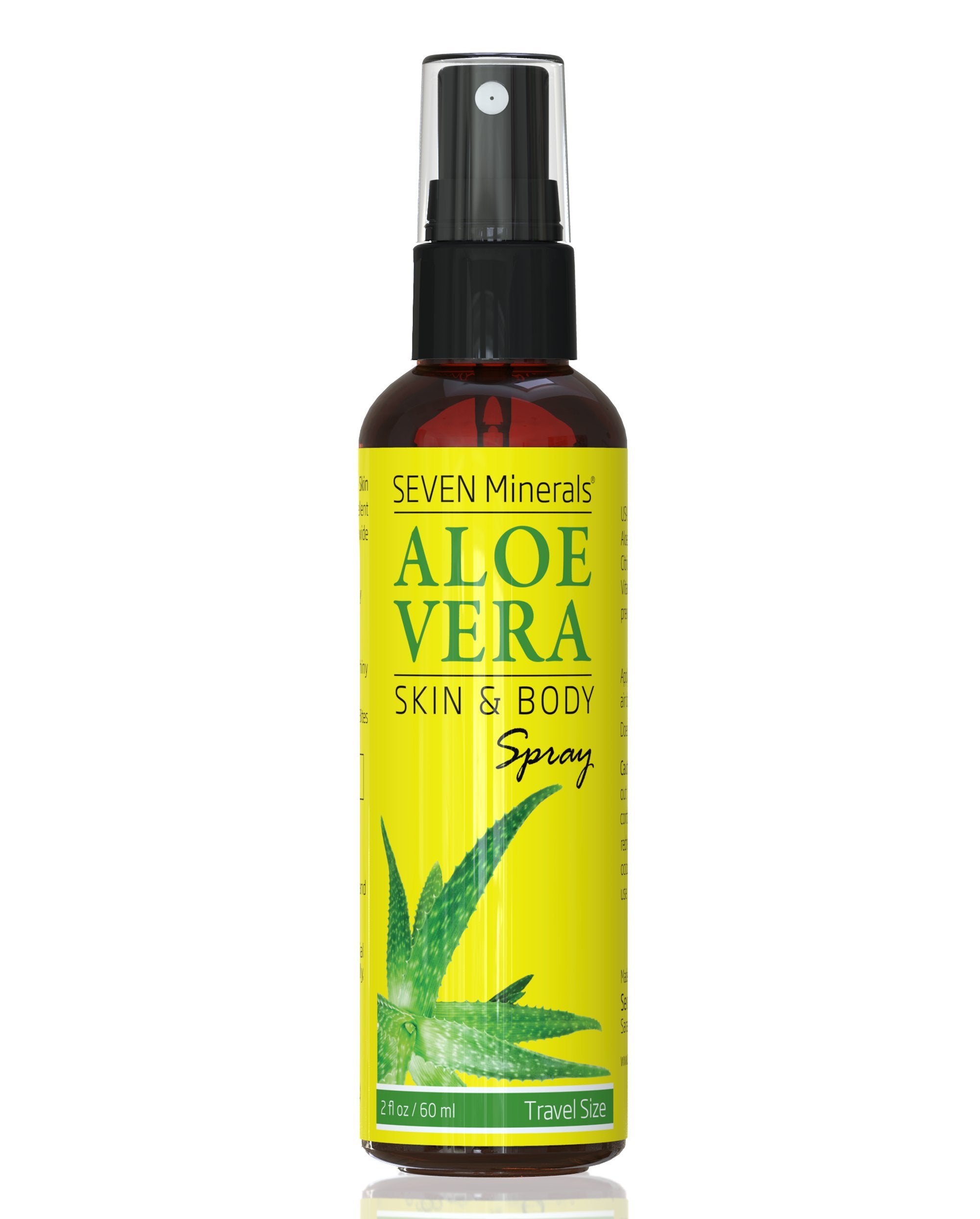 Aloe Seven Minerals en botella de viaje, uso diario sin residuo pegajoso.
