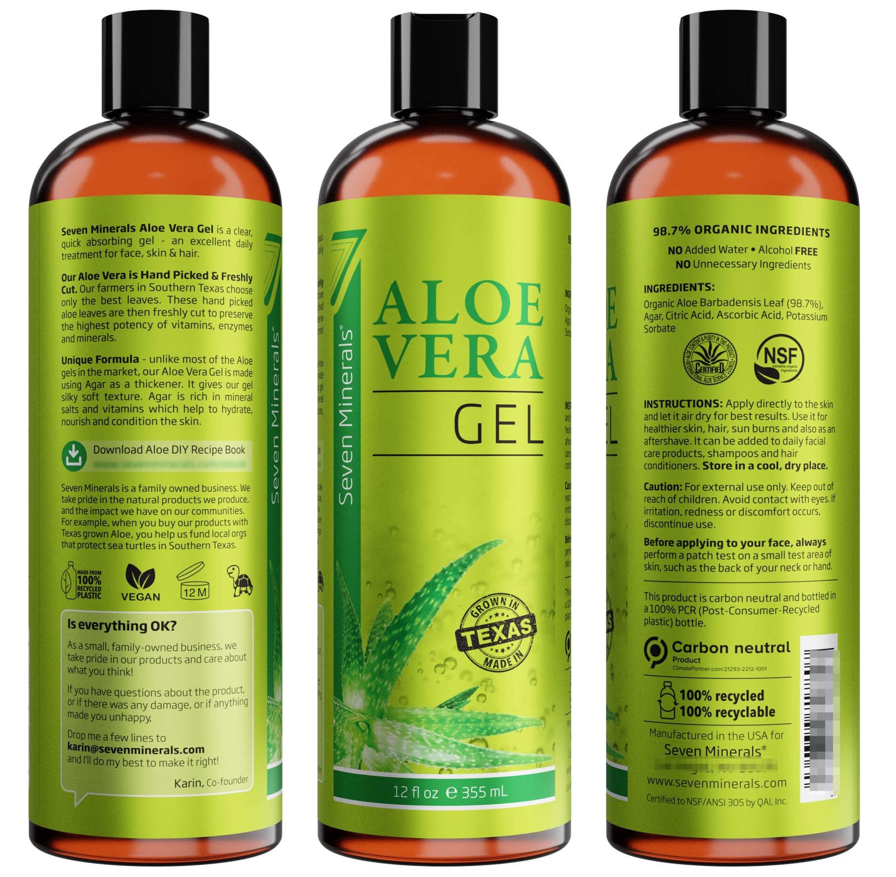 Seven Minerals Aloe Vera Gel alivio de quemaduras solares: experiencia calmante