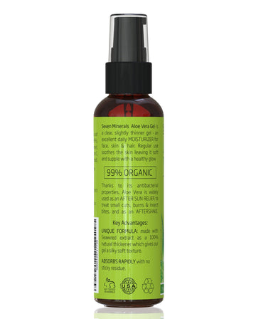 Cuidado de la piel con gel de aloe vera Seven Minerals.