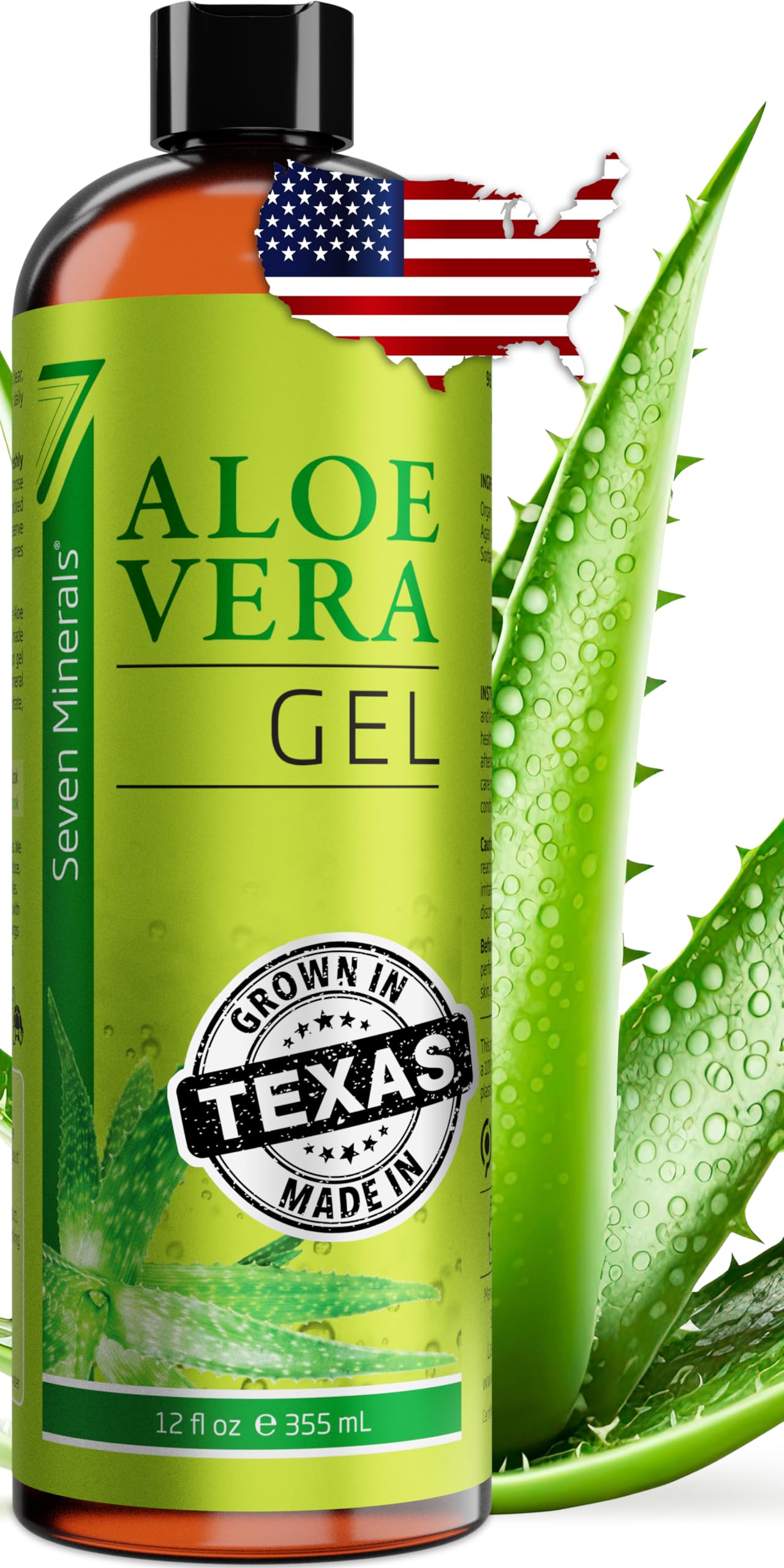 Seven Minerals Aloe Vera Gel frontal: hidratación suave para rostro y piel
