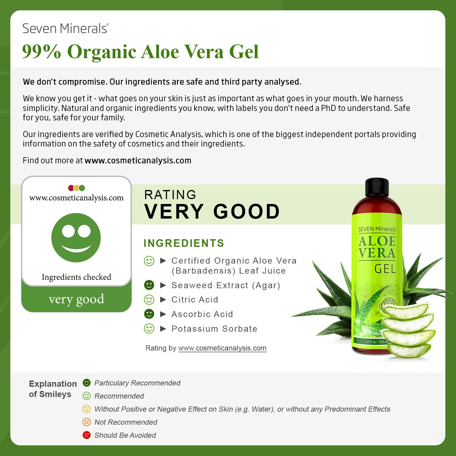 Aplicación fácil del gel de aloe para uso diario con Seven Minerals.