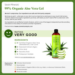 Seven Minerals Aloe Vera Gel, textura clara para uso diario.