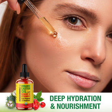 Seven Minerals castor oil for face hydration and natural radiance.