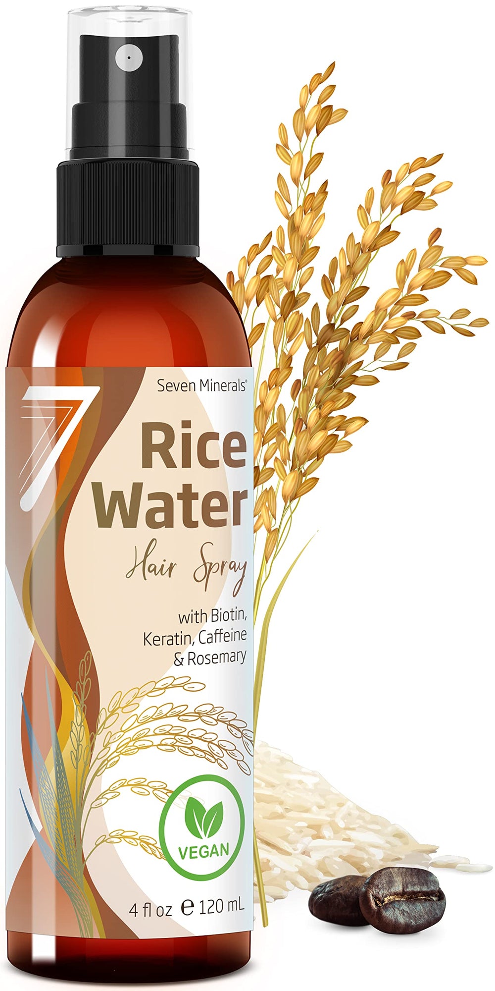 Seven Minerals eau riz fermentée pour cheveux améliore vitalité et brillance.