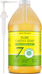 Seven Minerals Pure Castile: botella sin olor, suave para piel sensible.