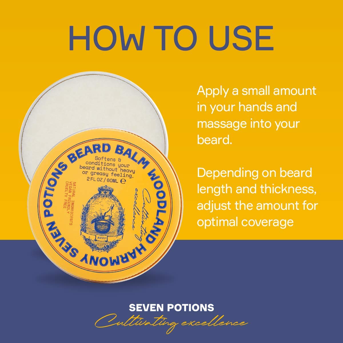 SEVEN POTIONS brillo-natural-barba, aspecto saludable sin grasa.