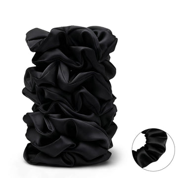 SEVEN STYLE gomas satén negro, tamaño grande para coletas y moños
