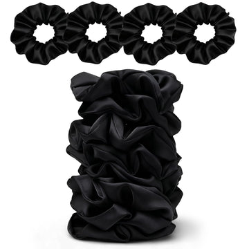 SEVEN STYLE gomas satén negro para peinados diarios, suaves y duraderas