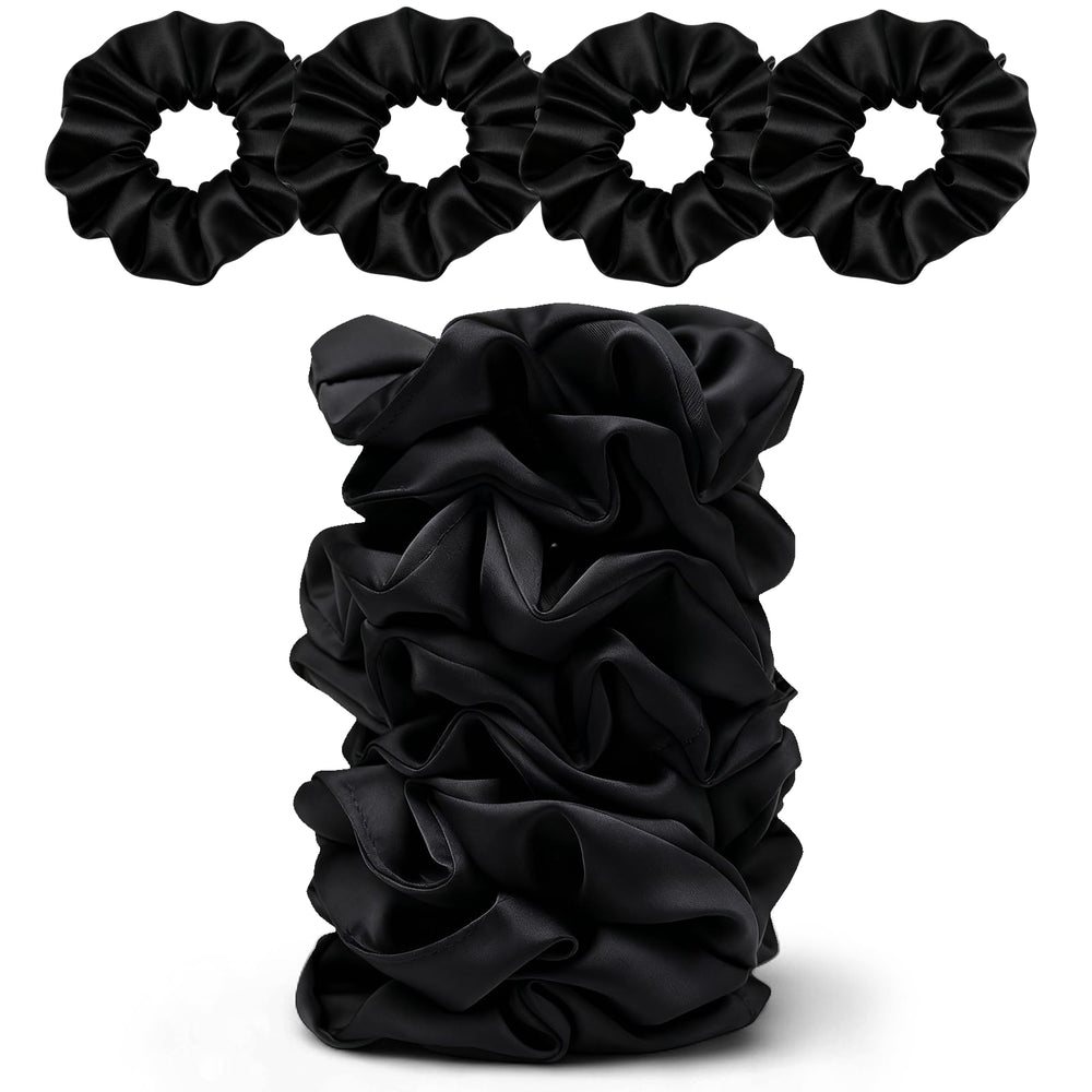 SEVEN STYLE gomas satén negro para peinados diarios, suaves y duraderas